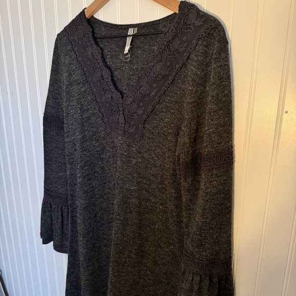 Monoreno Dark Gray Lace Long Sleeve Dress Women’s Size Medium - Picture 3 of 12